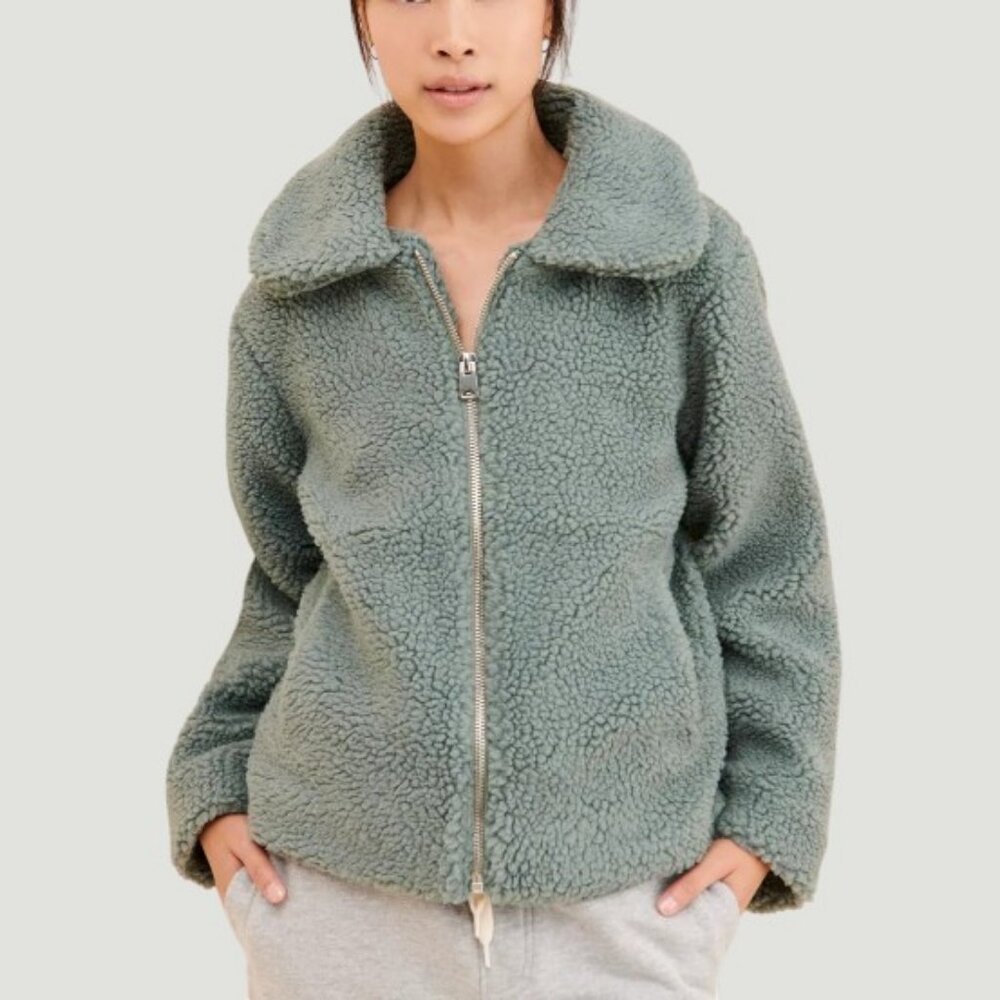 BDG Urban Outfitters Theo teddy fleece jacket blue grey women's size M